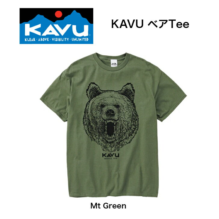 Rakuten - KAVU ベアTee トップス 半袖 Tシャツ アウトドア タウンユース キャンプ コットン製 フロッキープリント ジャパンフィット 1982249307800 Mt Green 送料無料