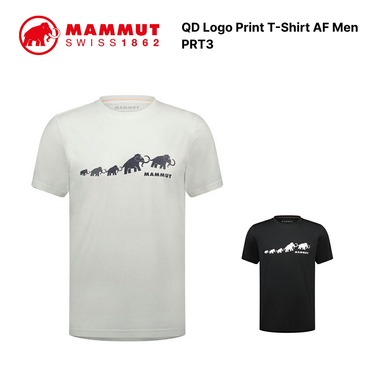 MAMMUT QD Logo Print T-Shirt AF Men マムート トップス 半袖 アウトドア キャンプ 速乾 軽量 伸縮性 1017-02012 black PRT3 送料無料