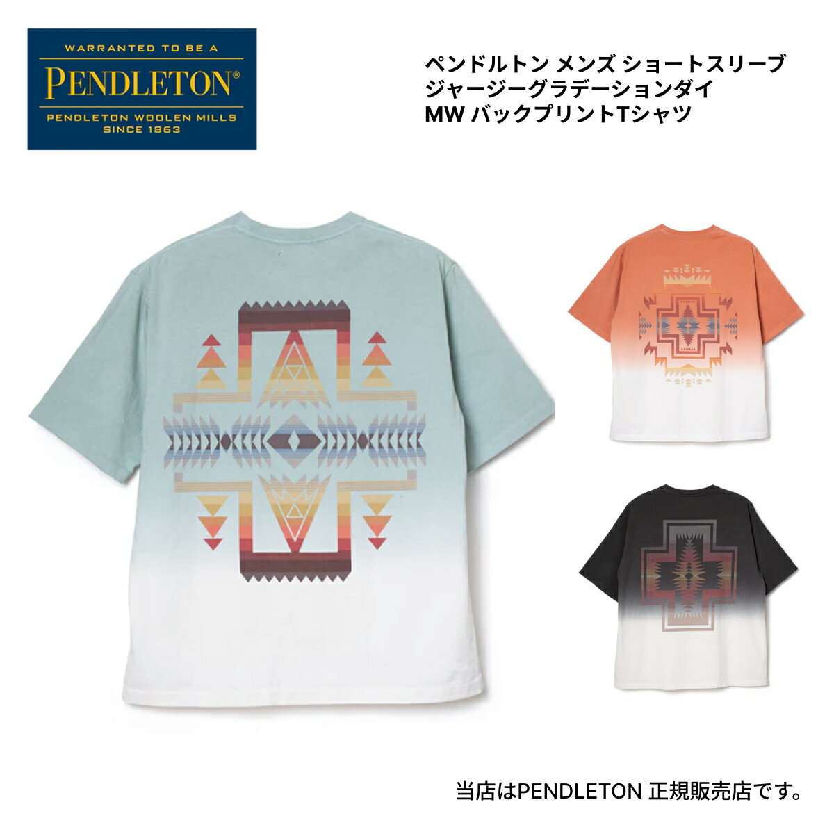 PENDLETON ショートスリーブ ジャージーグラデーションダイ MW バックプリントTシャツ ペンドルトン tシャツ トップス Tシャツ グラデーション コットン100％ アウトドア キャンプ S/S 14OE Jersey Gradation dye MW Back Print Tee