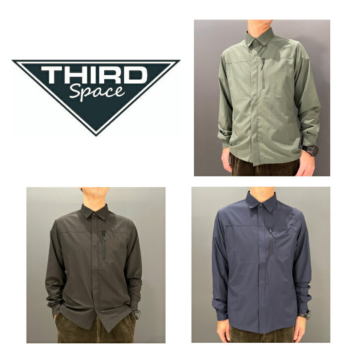 Rakuten - THIRD Space LS Shirt サードスペース オリジナル ロングスリーブシャツ 長袖 トップス 速乾性 ストレッチ性 通気性 軽量 アウトドア ビジネス 普段使い ブラック ネイビー カーキ 全3色 送料無料