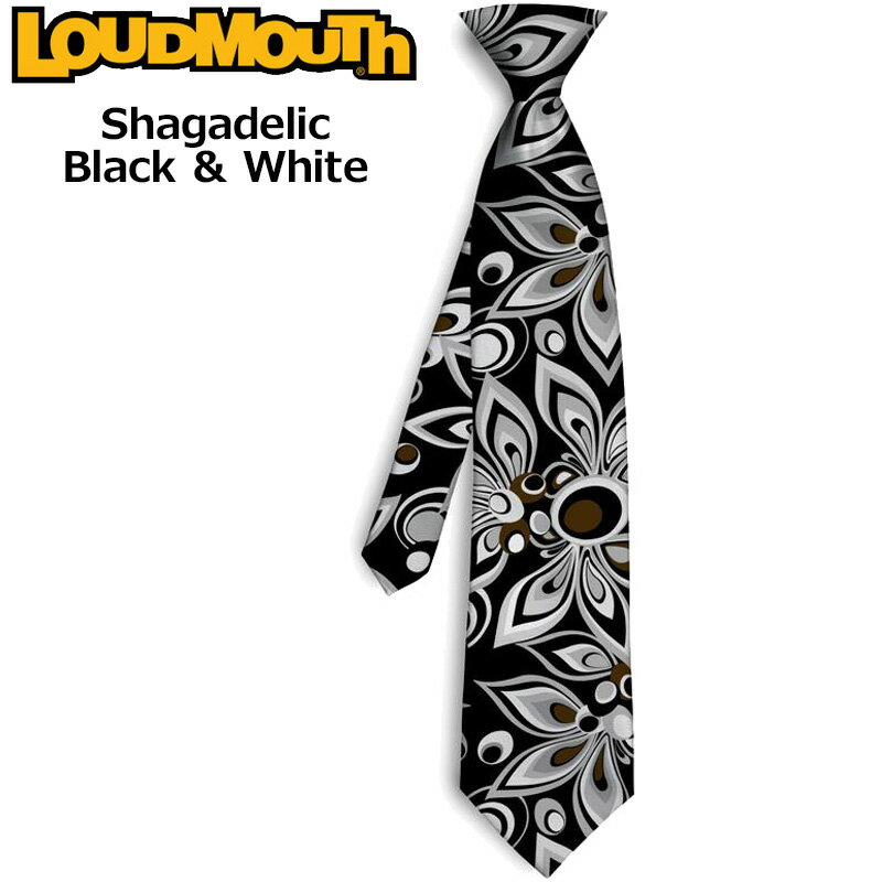 ラウドマウス シルクネクタイ Shagadelic Black & White シャガデリック ブラック＆ホワイトLoudmouth ビジネスウェア フォーマルウェア ゴルフウェア メンズ %off