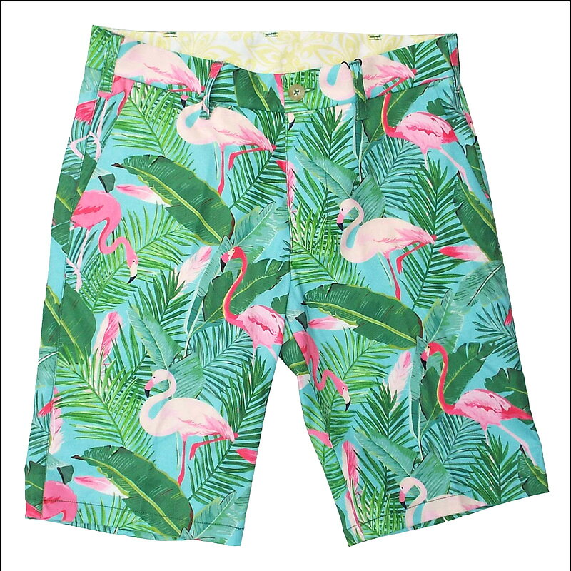 【メール便発送】ラウドマウス メンズ ショートパンツ Flamingo Grotto フラミンゴ グロット 769313(185)【日本規格】【新品】19SS Loudmouth ゴルフウェア ボトムス ハーフパンツ 男性用 紳士用 派手 派手な 柄 目立つ 個性的 %off