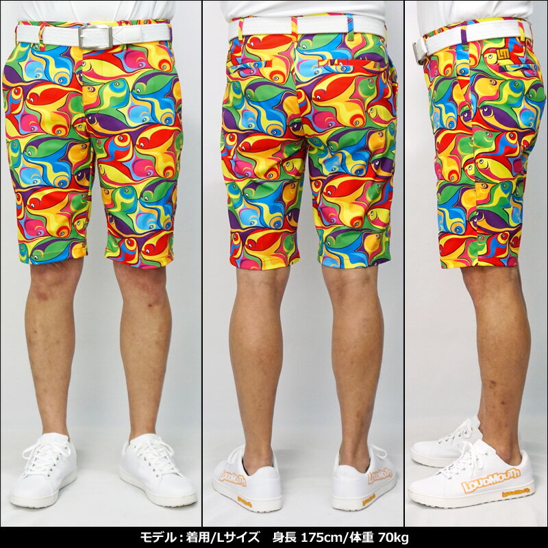 ラウドマウス メンズ ショートパンツ ストレッチ UVカット Rainbow Tangs レインボータンズ 761302(282) 【日本規格】【新品】21SS Loudmouth ゴルフウェア ゴルフパンツ 派手