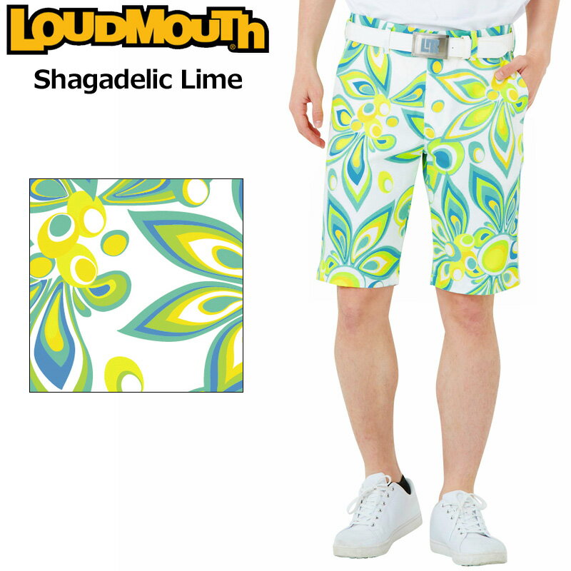 ラウドマウス メンズ ショートパンツ ストレッチ Shagadelic Lime シャガデリックライム 762304(315) 2SS2 Loudmouth ゴルフウェア 派手 JUN1 look08