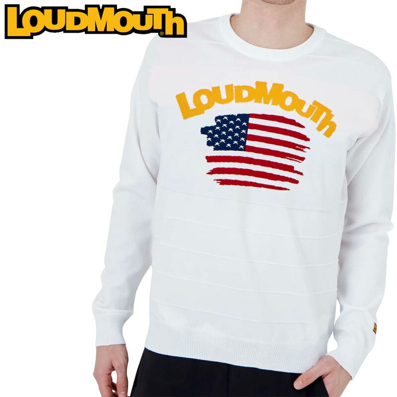 ラウドマウス メンズ クルーネック セーター 762700(999) White ホワイト 春 秋 【日本規格】【新品】2SS2 Loudmouuth 軽量 ニット ゴルフウェア メンズウェア トップス MAR2 その1