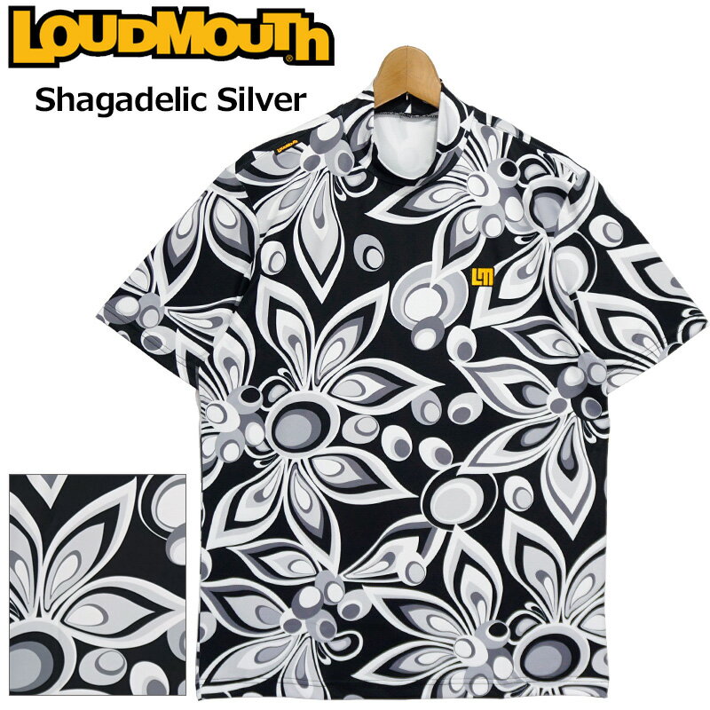 ラウドマウス メンズ ハイネック 半袖シャツ Shagadelic Silver シャガデリックシルバー 771601(202) 1WF2 モックネック ゴルフウェア Loudmouth