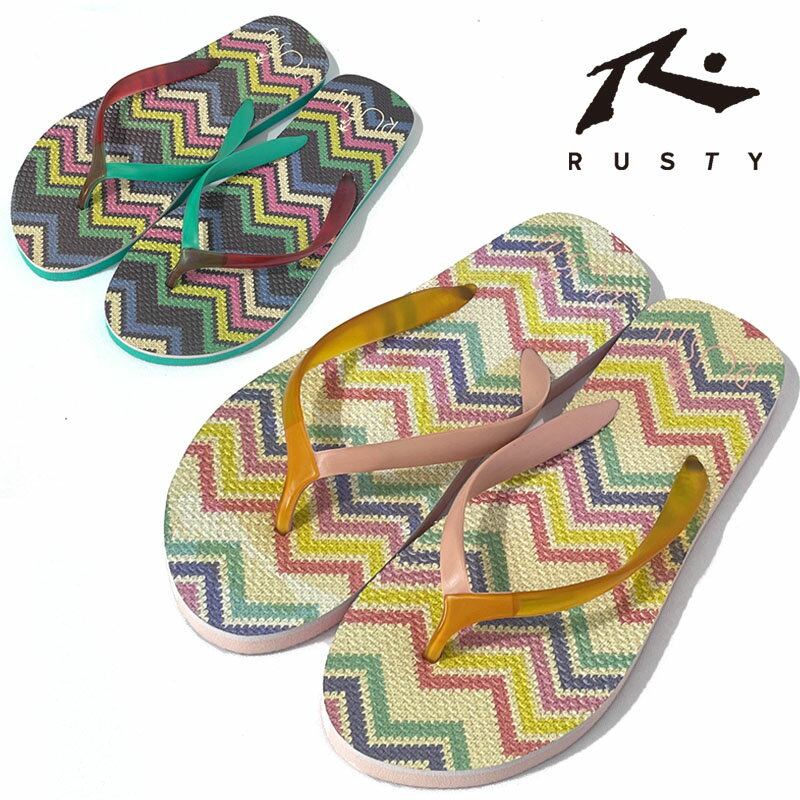 樂天商城 - 【均一SALE】RUSTY ラスティ レディース ギザギザ柄 ビーチサンダル 937932 【メール便発送】【新品】XAAQ ビーサン プール 海水浴 サマー レジャー 女性用 サンダル