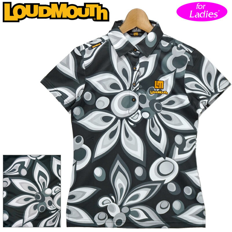 【メール便発送】ラウドマウス レディース 半袖 ポロシャツ DRY UV CUT 抗菌防臭 761650(998) Black ブラック 【日本規格】【新品】1SS2 Loudmouth ゴルフウェア その1