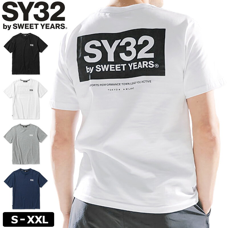 樂天商城 - SY32 メンズ コットン100％ 半袖 Tシャツ 13032J BOX LOGO BACK PRINT TEE 【メール便発送】【新品】SAAR エスワイサーティートゥ ゴルフウェア メンズウェア 半袖シャツ