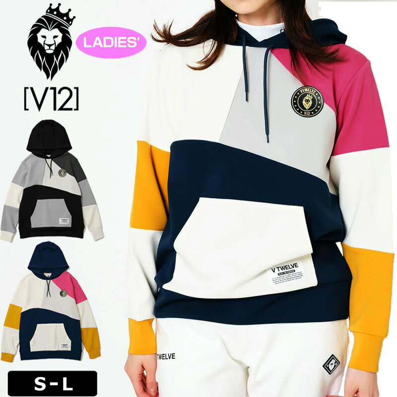 V12 ゴルフ レディース プルオーバー 長袖 パーカー CRAZY PANEL HOODIE V122320-S...