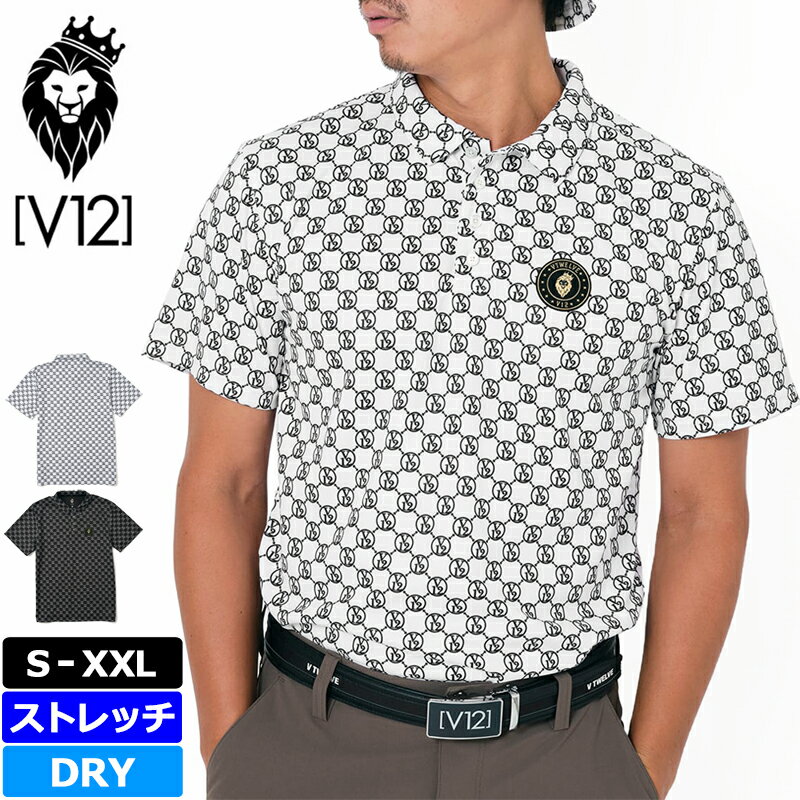 V12 ゴルフ メンズ 半袖 ポロシャツ MONOGRAM POLO V122410-PL14 ヴィ・トゥエルヴ TAAR ゴルフウェア 半そで おしゃれ モノグラム ポロ GOLF MAR2