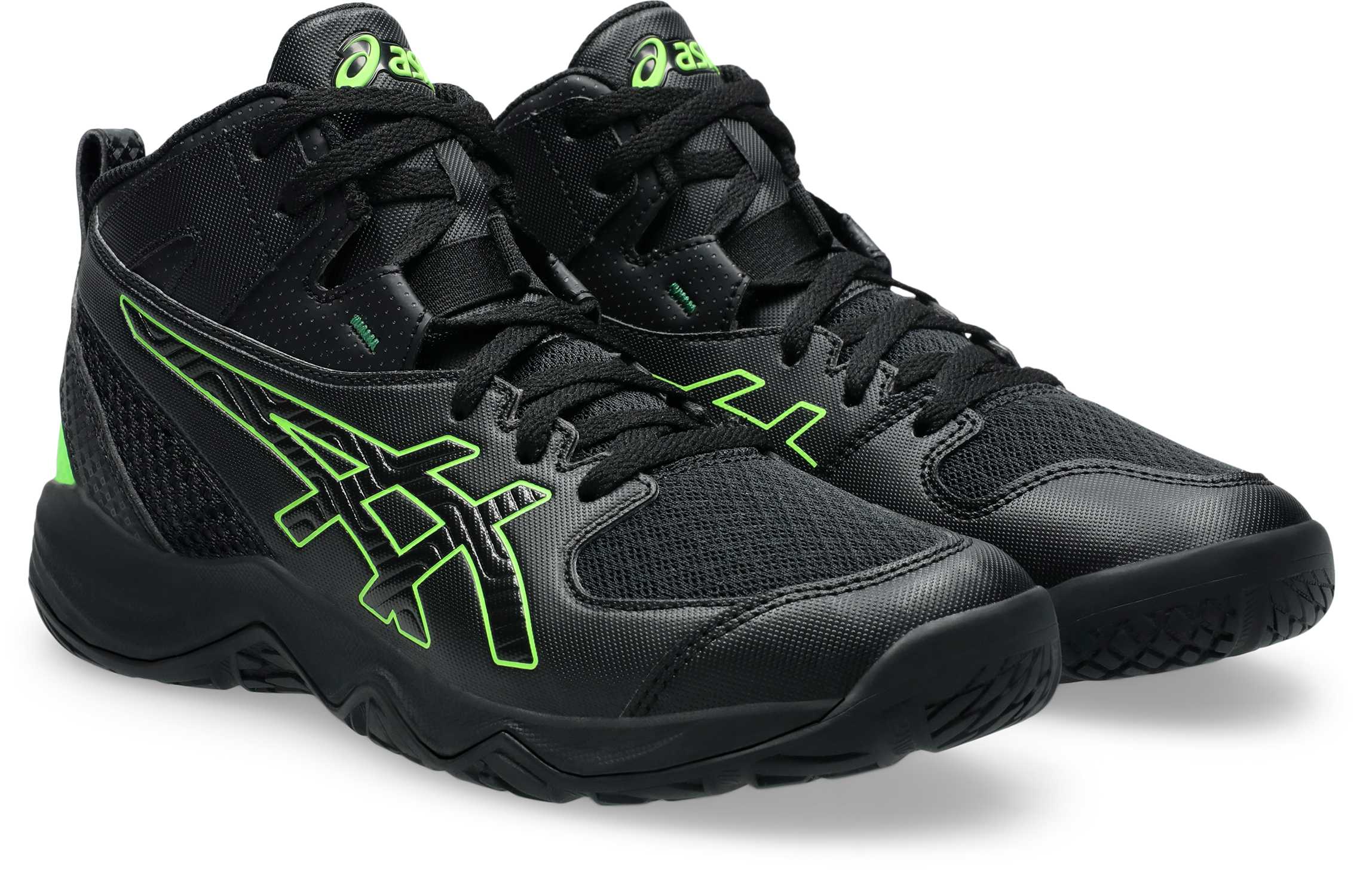 アシックス DUNKSHOT MB 10 ジュニア 1064A019 バスケットボール シューズ 001 BLACK/GREEN GECKO Basketball バスケットボール バッシュ シューズ ジュニア キッズ 子ども 子供
