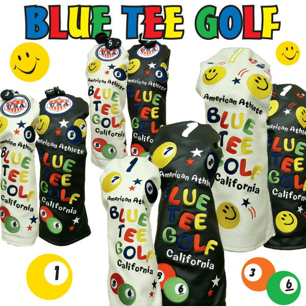 ブルーティーゴルフ スマイル&ピンボール ヘッドカバー 1個 ドライバー用/フェアウェイウッド用/ユーティリティ(ハイブリッド)用  Blue Tee Golf