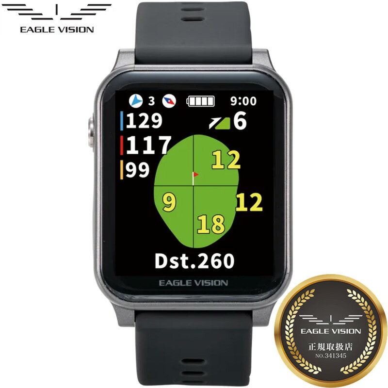 キーワード： ブラック ホワイト 白 黒 時計 GPS GLONASS グロナス MSAS QZSS みちびき L1S信号対応 ゴルフナビ 距離計 防水 Bluetooth 距離計 飛距離 ディスタンス ブルートゥース ゴルフ EAGLE VISION イーグルビュー EAGLE VIEW ベタピン ピンポジ みちびき EV PRO イーブイ プロ IPX7シンプルに、いこう。 欲しい情報だけを見やすく、シンプルに表示。 煩わしい操作からの解放。洗練されたシンプル設計が成功へと導きます。 ■GPS仕様 GPS / GLONASS(グロナス) / MSAS / QZSS(みちびき)L1S信号対応 ■通信仕様 Bluetooth SMART ■ディスプレイ 1.69 インチ カラー タッチパネル ■防水仕様 IPX7 ■本体サイズ 横38mm×縦46mm×幅14mm ■重量 47g　標準ベルト付き ■ベルトのサイズ 適応サイズ ・初期装着のサイズ：13〜18cm ・予備ベルトに交換した場合：16〜21cm ※初期装着のベルトでは小さい場合、予備ベルトに取り替えてご使用ください。 【ベルト交換について】 ・ベルト幅22mm ・金属製のベルトはGPS受信に差し障ります。ラバー製や革製のベルトがお奨めです。 ■電源 Li-ion電池（USB Type-Cから充電） ■使用時間 ゴルフモード：約16時間 時計モード：約40時間 ■動作温度範囲 0〜40℃ ■充電温度範囲 0〜40℃ ■付属品 交換用ロングベルト クイックマニュアル USB TypeCケーブル 保証書 ■特記事項 取扱説明書は付属しておりません(イーグルビジョン公式サイトのWEBマニュアルをご覧ください) 競技でご使用の際は必ず競技委員にご確認ください ※お使いのコンピュータ環境によっては、商品のカラーが異なって見える場合があります
