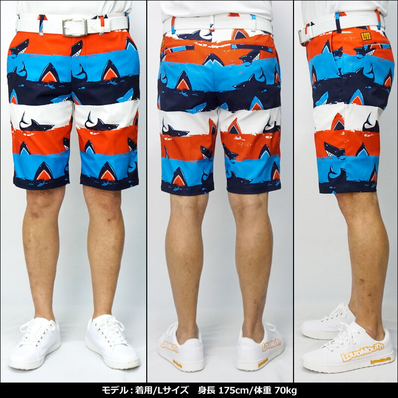 【日本規格】ラウドマウス メンズ ショートパンツ ストレッチ UVカット Shark Attack シャークアタック 761302(279) 【新品】21SS Loudmouth ゴルフウェア ゴルフパンツ 派手