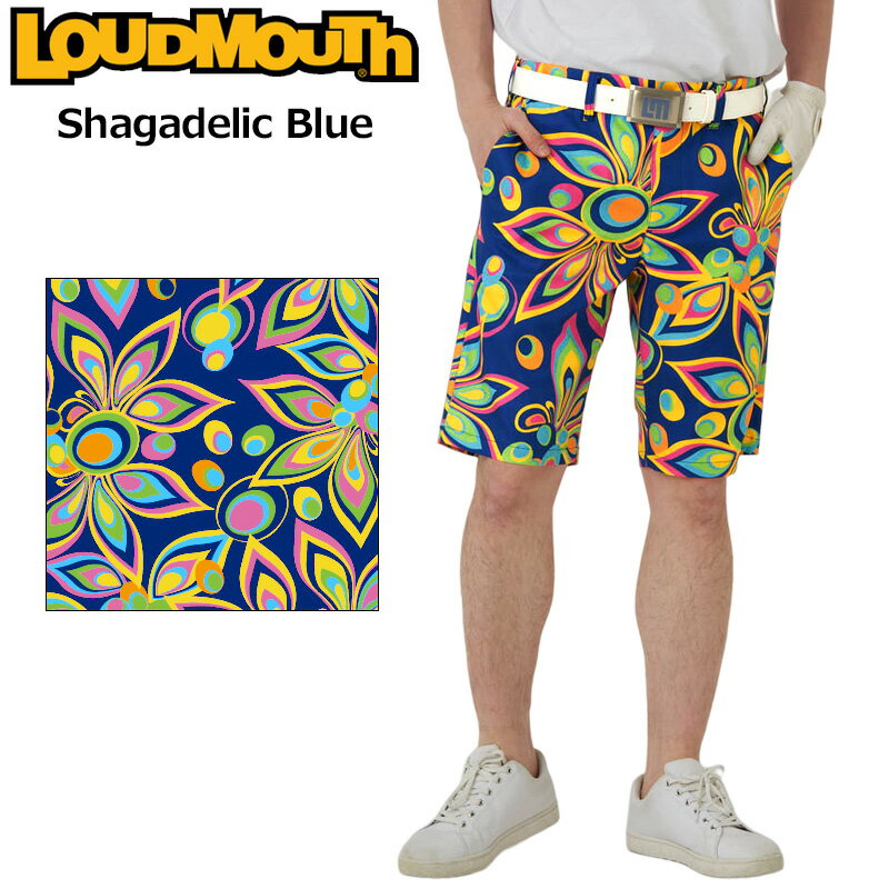 ラウドマウス メンズ ショートパンツ ストレッチ Shagadelic Blue シャガデリックブルー 763302(075) 3SS2 Loudmouth ゴルフウェア 派手 MAY2