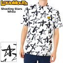 ラウドマウス メンズ UVカット モックネック 半袖シャツ Shooting Stars White シューティング スター ホワイト 772601(118) 日本規格 3SS2 モックシャツ ゴルフウェア Loudmouth MAY1