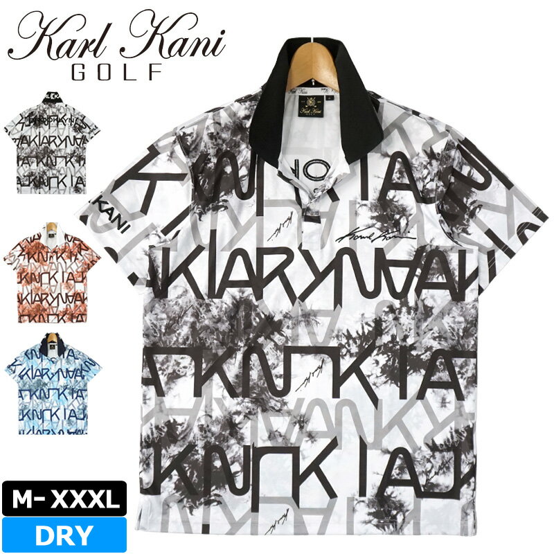 カールカナイゴルフ 吸汗速乾 半袖 ポロシャツ タイダイ ビッグロゴ 総柄 222KG1205 Karl Kani GOLF 【..