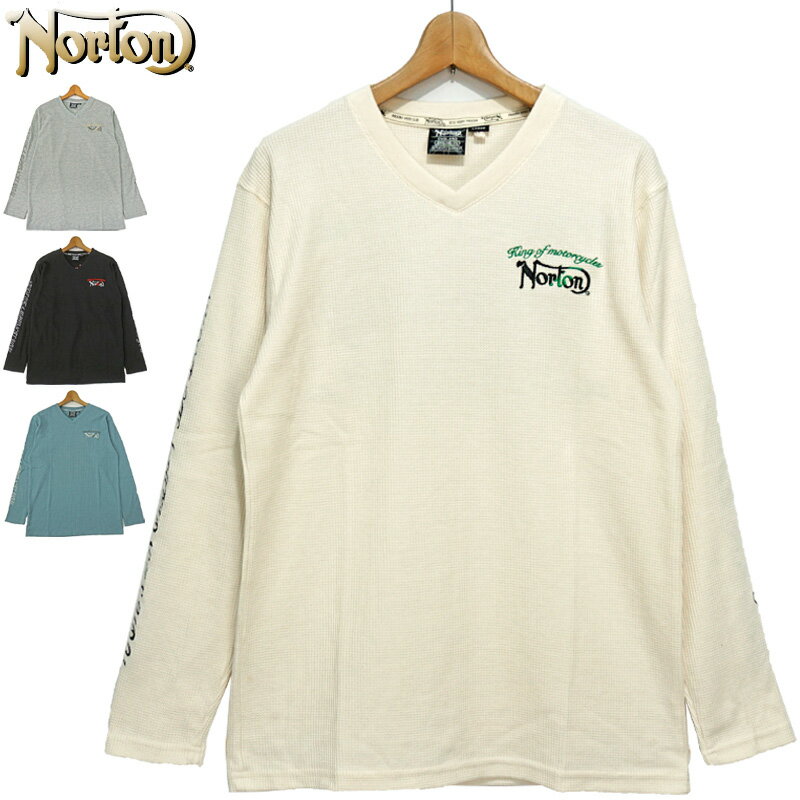 ノートン Vネック 長袖シャツ 223N1107 バック刺繍 サーマル Norton 【新品】RCBR 長そで ロングTシャツ メンズ ファッション SEP3