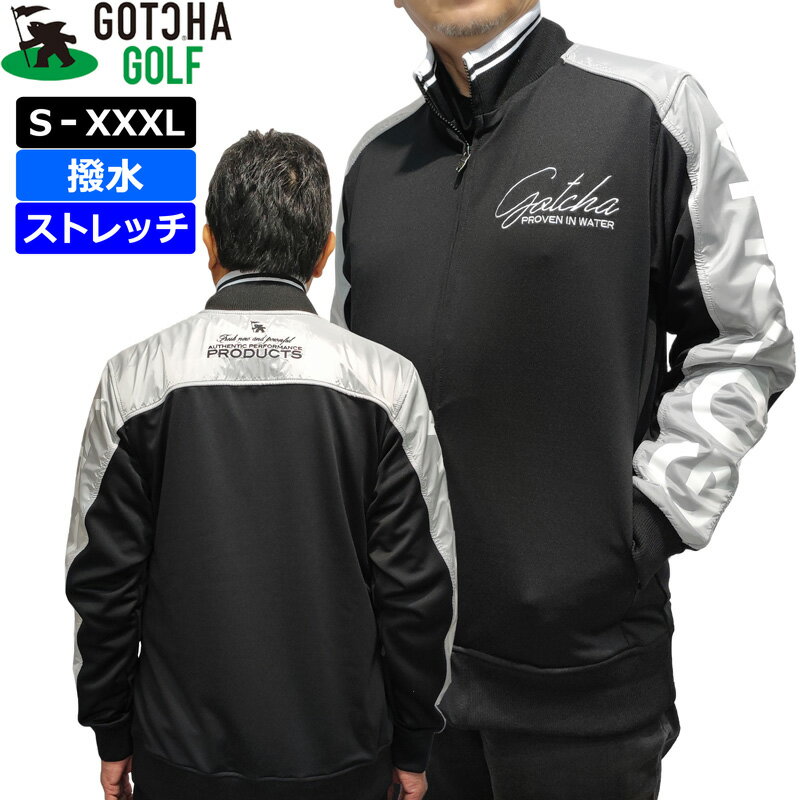 ガッチャゴルフ 2024 メンズ 撥水 フルジップ 長袖 ジャケット 241GG1303 スペーサー切替透けロゴ GOTCHA GOLF 【新品】24SS ゴルフウェア ジップアップ アウター トップス JAN3