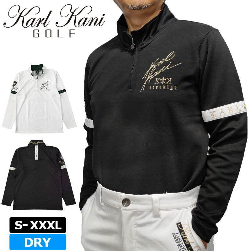 カールカナイゴルフ 吸汗速乾 ハーフジップ 長袖 シャツ 233KG1200 Karl Kani GOLF 【新品】3WF2 モックネック モックシャツ 長袖モック ゴルフウェア トップス OCT1