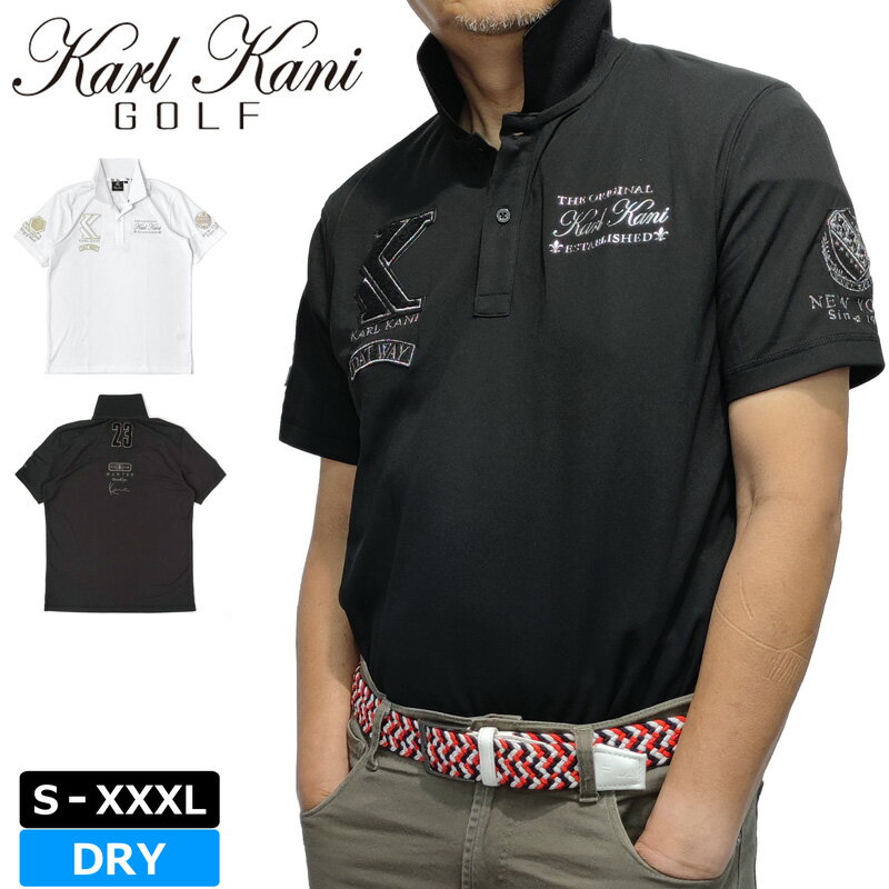 カールカナイゴルフ メンズ 吸水速乾 半袖ポロシャツ 242KG1201 DRY プレミアム ワッペン シルバー karl Kani GOLF 【メール便発送】【新品】TAAR ゴルフウェア トップス 刺繍 JUN1