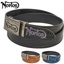 ノートン メンズ ホールレス ベルト 本革 クロコ柄 233N8100 Norton 【新品】3WF2 メンズウェア ロゴ AUG3 その1