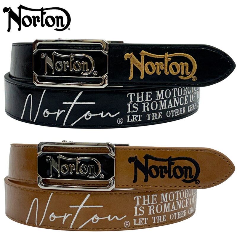 樂天商城 - ノートン 2026 メンズ ホールレス バックル レザーベルト 刺繍ロゴ 261N8100 Norton 【新品】26SS PU 穴無しベルト 無地 シンプル DEC2