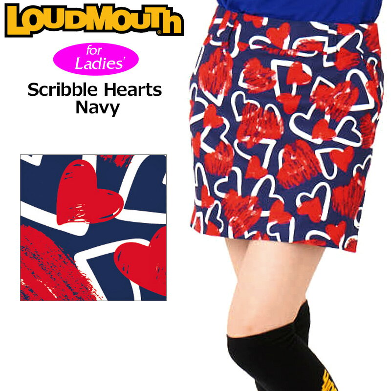 ラウドマウス レディース ストレッチ スカート Scribble Hearts Navy スクリブルハーツネイビー 772351(336) 【メール便発送】【日本規格】【新品】RCBR Loudmouth スコート OCT3