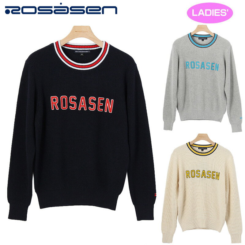 ロサーセン レディース 長袖セーター 045-18910 Rosasen 【新品】8WF1 ゴルフウェアトップスレディス女性用ニットクルーネック %off