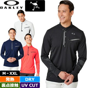 オークリー メンズ 長袖 ポロシャツ 434484JP Skull Muscular LS Zip Shirts 【新品】19FW Oakley ゴルフウェア スカル マスキュラー ジップ %off