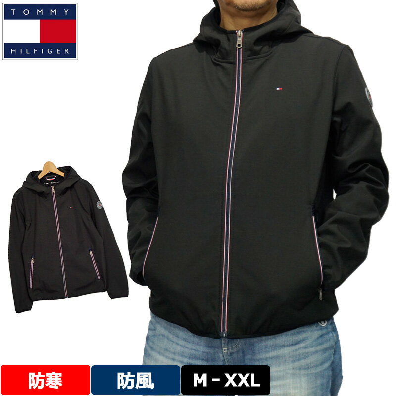 TOMMY HILFIGER トミーヒルフィガー メンズ フルジップ フーデッド パフォーマンス ソフトシェル ボンディングジャケット 157AP294 (BLK)ブラック 【新品】 撥水 防風 通気 防寒 長袖 ゴルフウェア ブルゾン アウター トップス フーディー パーカー