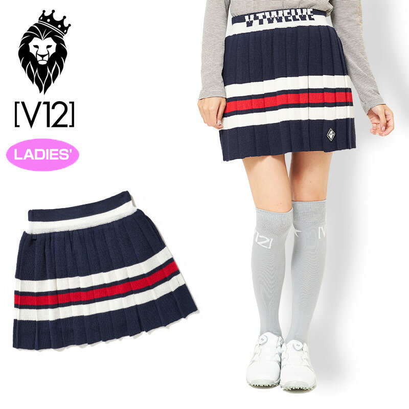 V12 ゴルフ ヴィ・トゥエルヴ レディース プリーツ スカート TWO TONE Skirt V121920-SK02 78/Navy 秋冬春【新品】9WF1 ゴルフウェア レディスウェア ボトムス スコート 2TONE ツートーン おし…