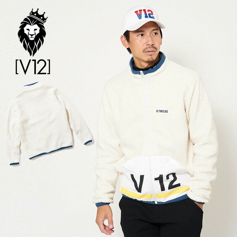 V12 ゴルフ ヴィ・トゥエルヴ メンズ 長袖 ボア ジャケット V121920-JK09 FLEECE JKT 02/White 【新品】9WF1 秋 冬 ゴルフウェア トップス アウター V12Number ナンバー おしゃれ ブランド V12…