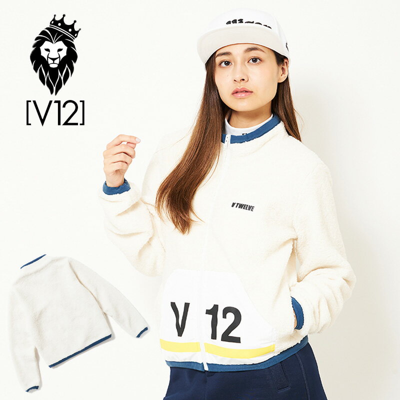 V12 ゴルフ ヴィ・トゥエルヴ レディース 長袖 ボア ジャケット V121920-JK09 FLEECE JKT WM 02/White 【新品】9WF1 秋 冬 ゴルフウェア トップス アウター V12Number ナンバー おしゃれ ブランド V12 GOLF