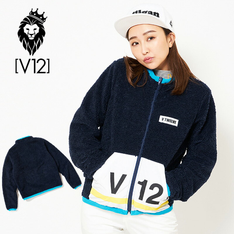 V12 ゴルフ ヴィ・トゥエルヴ レディース 長袖 ボア ジャケット V121920-JK09 FLEECE JKT WM 78/Navy 【新品】9WF1 秋 冬 ゴルフウェア トップス アウター V12Number ナンバー おしゃれ ブランド V12 GOLF