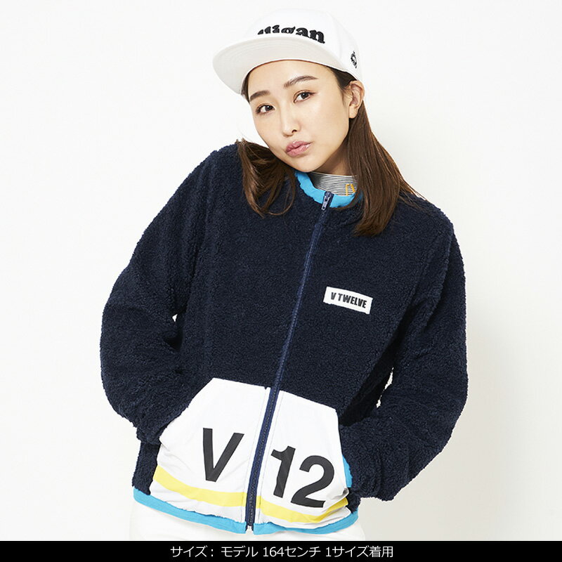 V12 ゴルフ ヴィ・トゥエルヴ レディース 長袖 ボア ジャケット V121920-JK09 FLEECE JKT WM 78/Navy 【新品】9WF1 秋 冬 ゴルフウェア トップス アウター V12Number ナンバー おしゃれ ブランド V12 GOLF