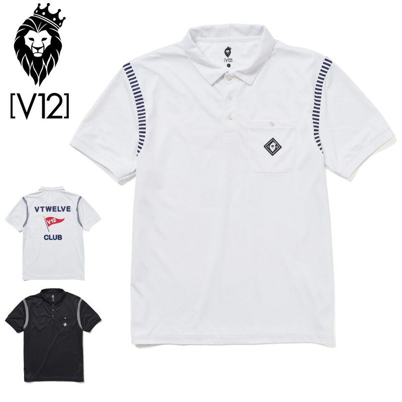 V12 ゴルフ メンズ 半袖 ポロシャツ BOWLING POLO V122110-CT06 ヴィ・トゥエルヴ 春 夏 秋 1SS2 ゴルフウェア トップス V12 ポーリング