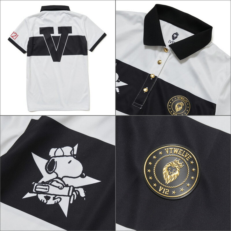 V12 ゴルフ レディース 半袖 ポロシャツ NO.V POLO スヌーピー V122112-CT02 ヴィ・トゥエルヴ 【新品】21SS ゴルフウェア トップス V12 SNOOPY ナンバー