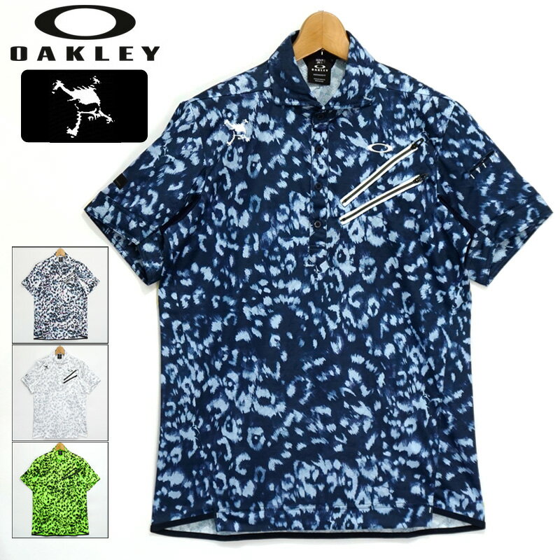 オークリー ポロシャツ メンズ オークリー スカル メンズ 吸汗速乾 半袖 ポロシャツ FOA403519 SKULL BREATHABLE LEOPARD SHIRT 【メール便発送】【新品】2SS2 OAKLEY ゴルフウェア MAY3