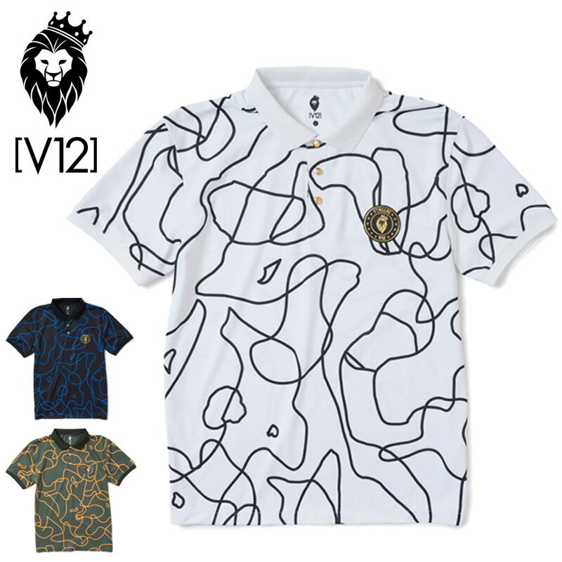 V12 ゴルフ メンズ 半袖 ポロシャツ O/L CAMO POLO V122210-CT08 ヴィ・トゥエルヴ 【新品】2SS2 ゴルフウェア 半そで おしゃれ トップス カモ V12GOLF APR1