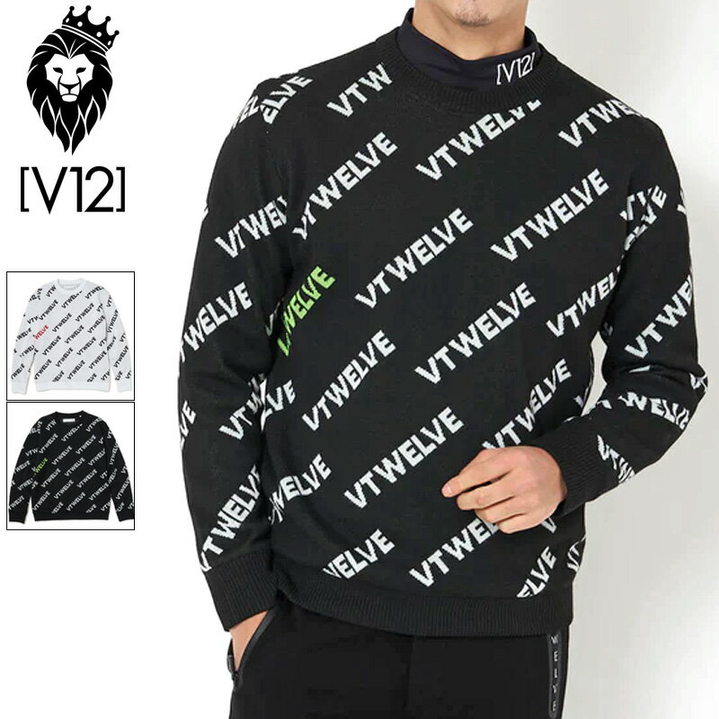 V12   롼ͥå  ΢ ERROR VET KNIT V122220-KN01 ȥ ڿʡ2WF2 ե  ȥåץ  LOGO V12 GOLF NOV2