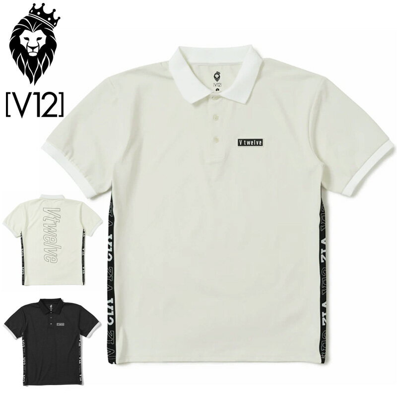 V12 ゴルフ メンズ 半袖 ポロシャツ BACK O/L POLO V122310-PL12 ヴィ・トゥエルヴ 3SS2 ゴルフウェア 半そで おしゃれ サイドライン ポロ V12GOLF APR1