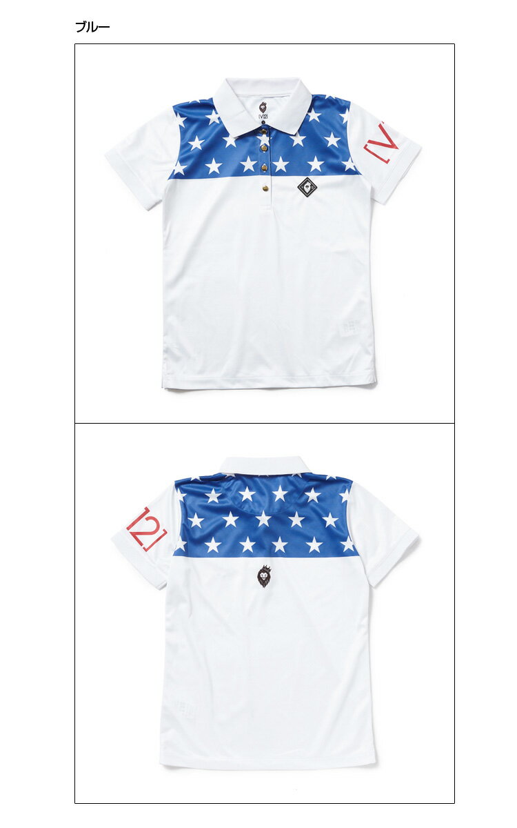 V12 ゴルフ ヴィ・トゥエルヴ レディース HALF STAR 半袖ポロシャツ V121810-CT09 75/ブルー 春夏秋【新品】YAAQ ゴルフウェア レディス 半そで トップス 星柄 ハーフスター おしゃれ ブランド V12 GOLF