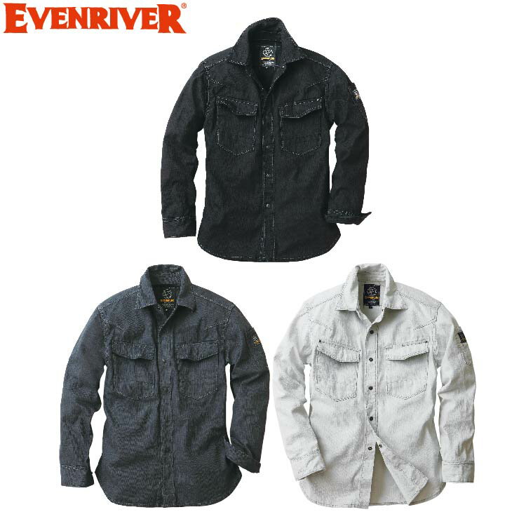 乐天商城 - EVENRIVER(イーブンリバー) US-1106 フィッシャーストライプシャツ M-5L 通年 作業着 作業服