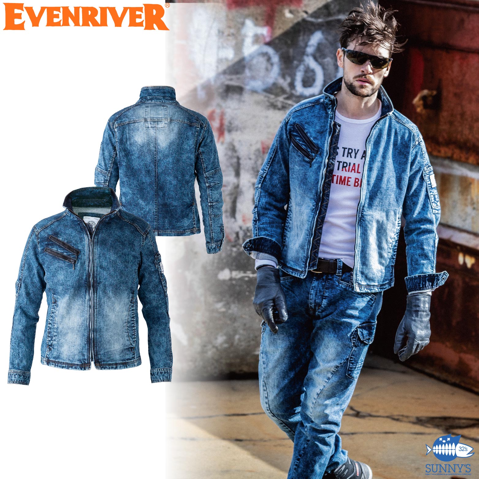 乐天商城 - EVENRIVER(イーブンリバー) USD807 ストレッチケミカルブルゾン S-5L 通年 デニム 作業着 作業服
