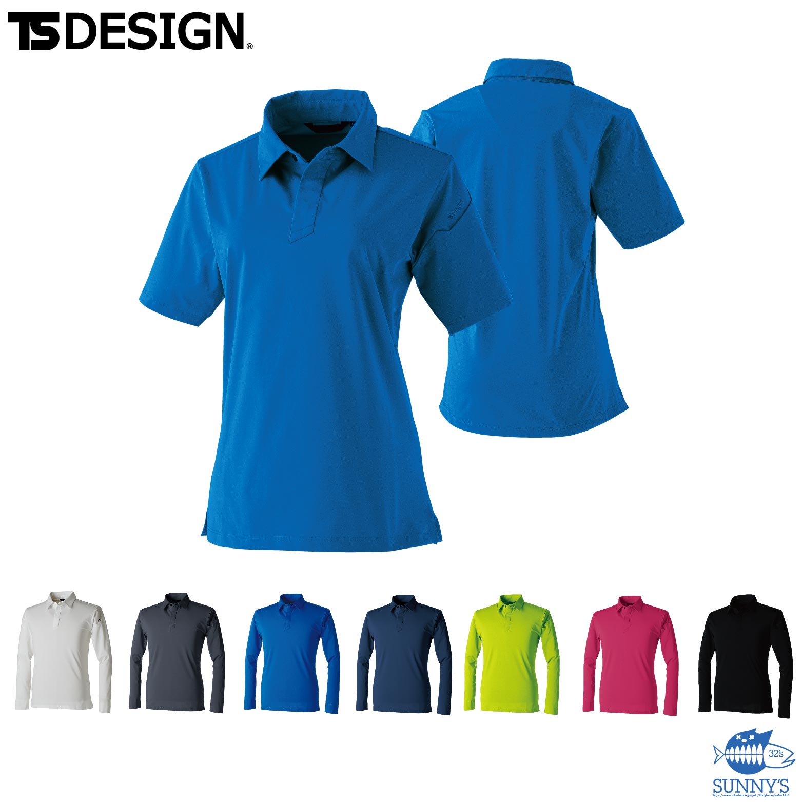 TS DESIGN(藤和) 910551 4Dレディースショートポロシャツ S-L 通年 ストレッチ 吸...