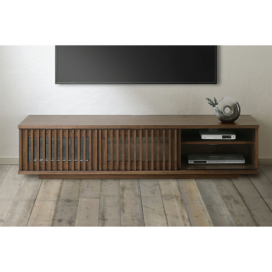 樂天商城 - テレビボード 180 大川家具 完成品 北欧 おしゃれ ロータイプ テレビ台 ローボード 幅180奥行45 高さ40 日本製 国産 リビング収納 収納 ブラウン 格子 シンプル 180cm インテリア AV機器収納 AV機器