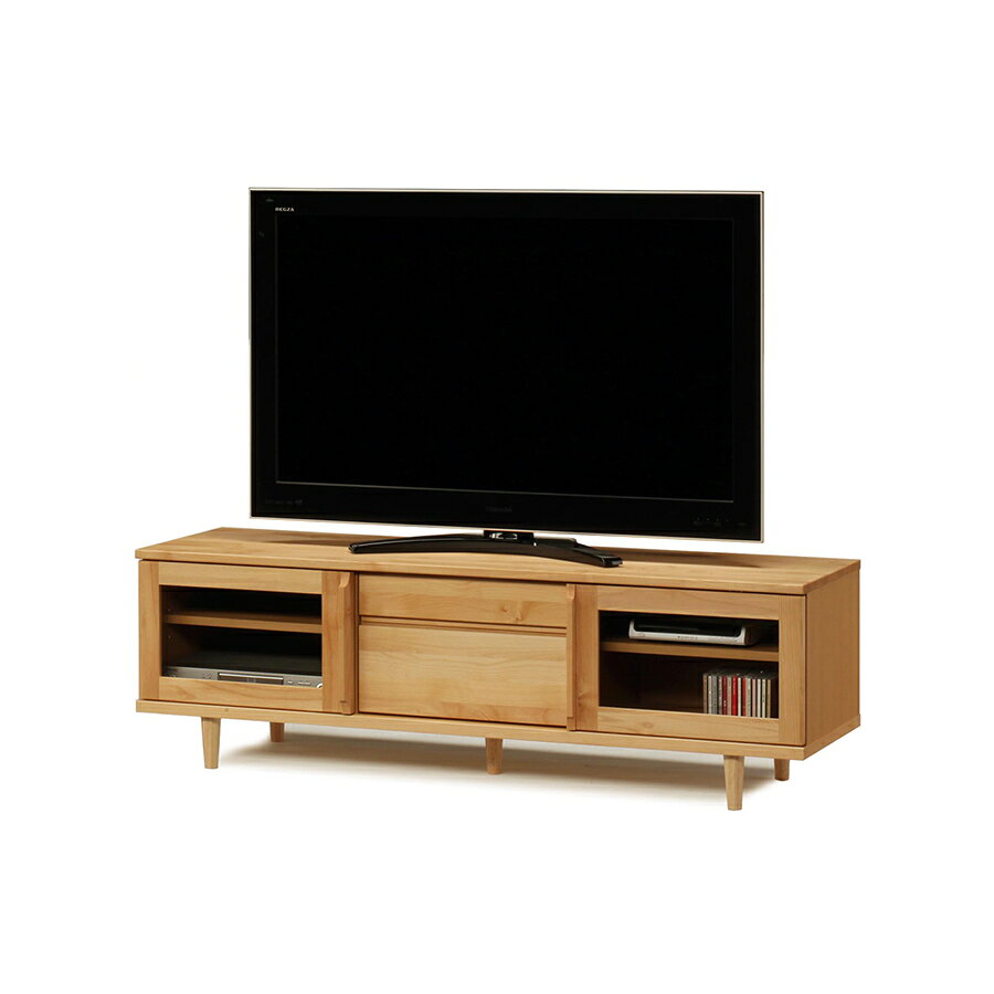 Rakuten - 【エントリーで10倍確定】テレビボード テレビ台 ローボード 幅150cm 大川家具 日本製 国産 木製 天然木 おしゃれ 北欧 モダン シンプル ロータイプ TV台 AVラック 天然木 アルダー材 フルオープンレール付き ナチュラル 自然塗装仕上げ