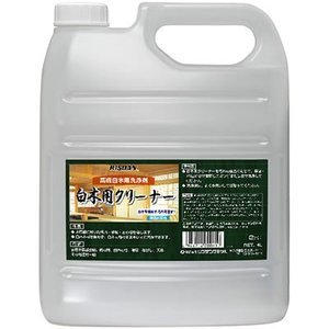 【商品名】白木用クリーナー 【内容量】4L 【成分】非イオン活性剤、グリコール系溶剤 【種類】弱アルカリ性 【希釈倍率】原液〜10倍 【特徴】 白木木材に色を付着させたり、変色させることなく洗浄できます。 木質部についた手垢、との粉の汚れを落とします。 白木木材を傷めず、白木素地のままキレイに洗浄できます。 【用途】 家屋の木質部全般。白木の柱、鴨居、なげし等の汚れ落とし（手垢・との粉） 【使用方法】 白木用クリーナーを汚れの度合いに応じて、原液〜10倍に水希釈し、スポンジまたは布で洗浄します。 洗浄後はキレイな雑巾で何回か水拭きし、洗剤分を完全に拭き取ります。 【製造元】株式会社リスダンケミカル【商品名】白木用クリーナー 【内容量】4L 【成分】非イオン活性剤、グリコール系溶剤 【種類】弱アルカリ性 【希釈倍率】原液〜10倍 【特徴】 白木木材に色を付着させたり、変色させることなく洗浄できます。 木質部についた手垢、との粉の汚れを落とします。 白木木材を傷めず、白木素地のままキレイに洗浄できます。 【用途】 家屋の木質部全般。白木の柱、鴨居、なげし等の汚れ落とし（手垢・との粉） 【使用方法】 白木用クリーナーを汚れの度合いに応じて、原液〜10倍に水希釈し、スポンジまたは布で洗浄します。 洗浄後はキレイな雑巾で何回か水拭きし、洗剤分を完全に拭き取ります。 【製造元】株式会社リスダンケミカル 【利用上の注意】 ・用途以外には使用しない。特にうるし塗装品、革製品、ピアノ、美術工芸品、衣類には使用しない。 ・吸入飲用不可。 ・他の洗剤等と混ぜない。 ・容器の側面を強く持ってキャップを開けると、原液が飛び出す恐れがあるので注意する。 ・床材によっては塗装をおかしたり、床材を傷める場合があるので、必ず目立たない所で試してから使用する。 ・必ずビニール手袋を着用する。 ・換気をよくして使用する。 ・万一飲み込んだ場合には、吐かせずに、すぐ医師に相談する。 ・目に入ったり皮膚についた場合には、すぐに十分な水で洗い流す等、応急手当をしてすぐに医師に相談する。 ・使用後容器は密栓し、直射日光や40℃以上の高温を避けて保管する。 ・凍結させない。 ・子供の手の届く所に置かない。